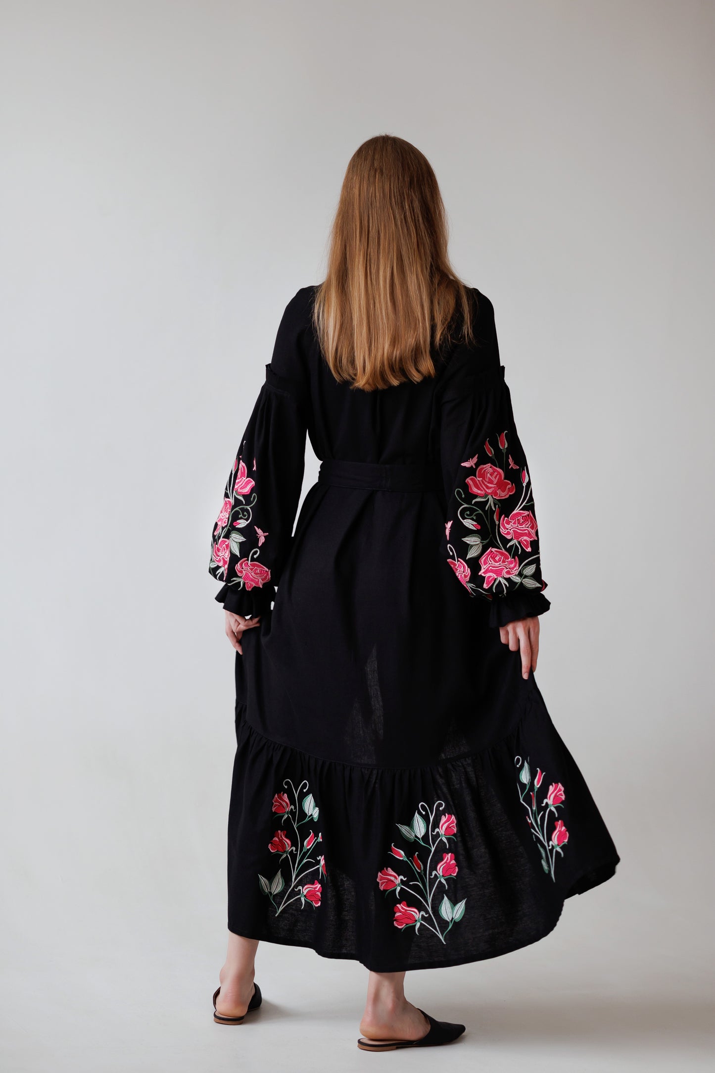 Royal Garden Black Embroidered Dress