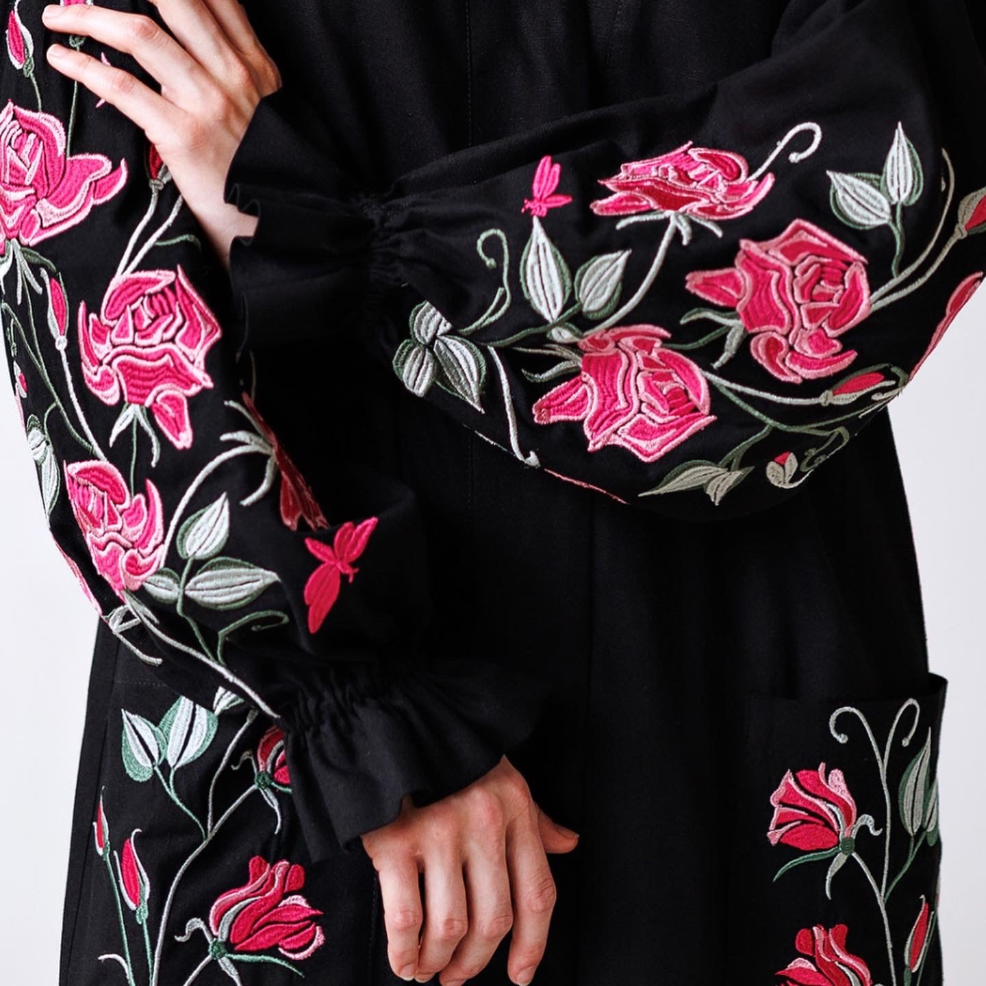 Royal Garden Black Embroidered Dress