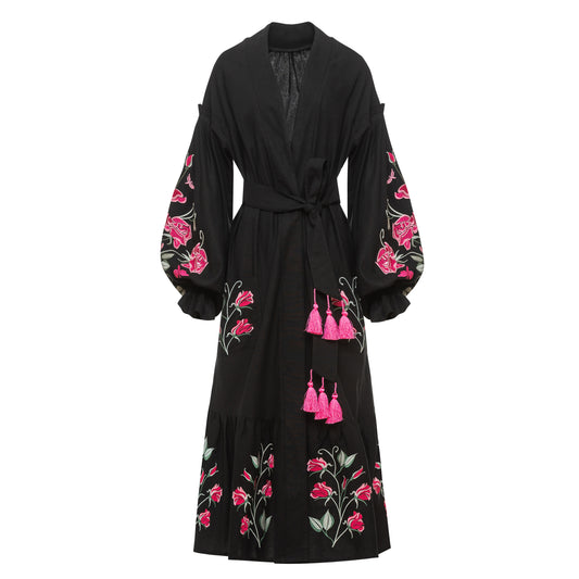 Royal Garden Black Embroidered Dress